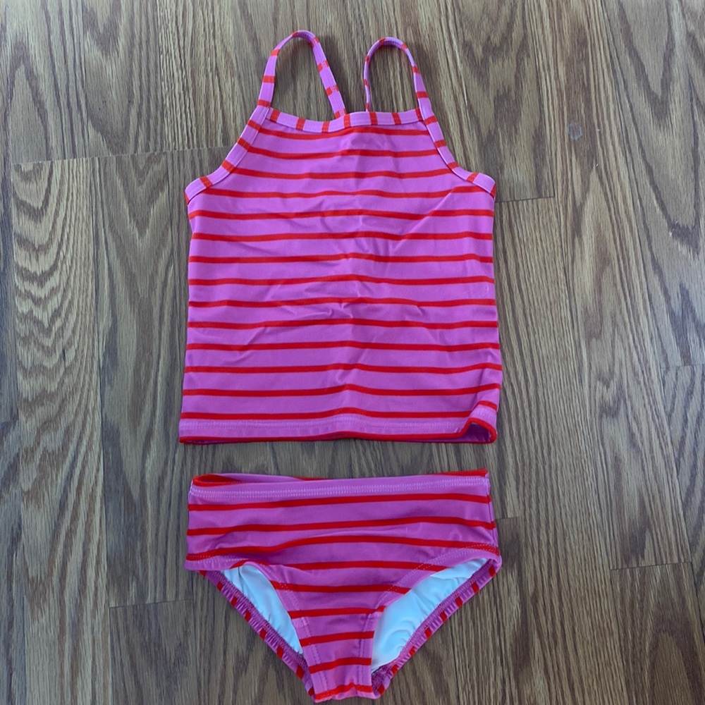 Hanna swim set - pink & res stripes
